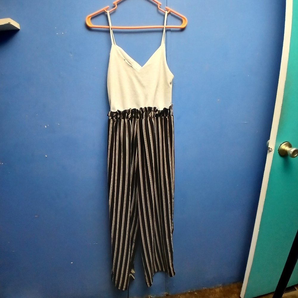 Striped Black and White Jumpsuit
